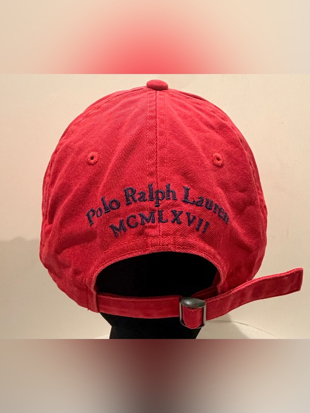 Polo Ralph Lauren Big Pony Red /Navy Baseball Cap Hat #3 Adjustable Unisex - Picture 4 of 8